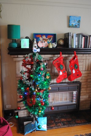 Recycled tree decorated